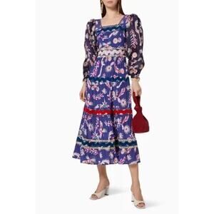 CeliaB Barbara Floral Crepe Dress – Navy – Size XS